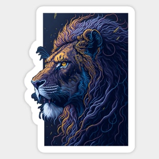 Neon Lion Sticker